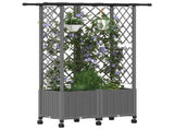 Raised Bed with Trellis and Roof Light Grey 124 x 40 x 142 cm 3423040