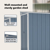 Wall-mounted Garden Shed Grey 118x194x178 cm Galvanised Steel 316222