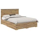 Bed Frame with Drawer Artisan Oak 135 x 190 cm Engineered Wood 3411322