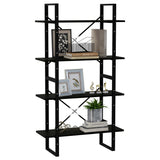 Book Cabinet Black Solid Pine Wood, Metal 80 x 30 x 140 cm 806466