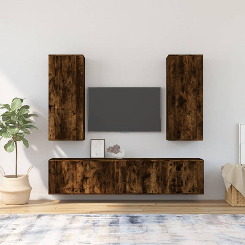 5 Piece TV Cabinet Set Smoked Oak Engineered Wood 3188835