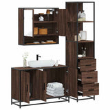 3 Piece Bathroom Furniture Set Brown Oak Engineered Wood 3301164