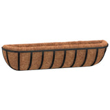 Wall Troughs 2 pcs with Coco Liners Black 91x20x23 cm Steel 319356