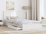 Storage Bed with Headboard White 75 x 190 cm Engineered Wood 3409948