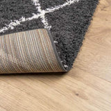 ZNTS Shaggy Rug PAMPLONA High Pile Modern Black and Cream 200x200 cm 375414