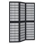 Room Divider 3 Panels Black Solid Wood Paulownia 358765