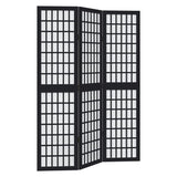 Room Divider 3 Panels Black Solid Wood Paulownia 358765