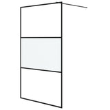 Walk-in Shower Wall Black 115x195 cm Half Frosted ESG Glass 152108