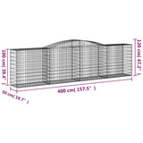 Arched Gabion Baskets 4 pcs 400x50x100/120 cm Galvanised Iron 3146998