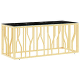 Coffee Table Gold 110x45x45 cm Stainless Steel and Glass 350052