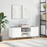 Record Cabinet White 121x38x48 cm Engineered Wood 831676