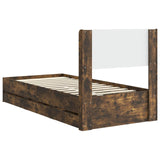 Bed Frame with Storage and Headboard Smoked Oak 100 x 200 cm 3414333