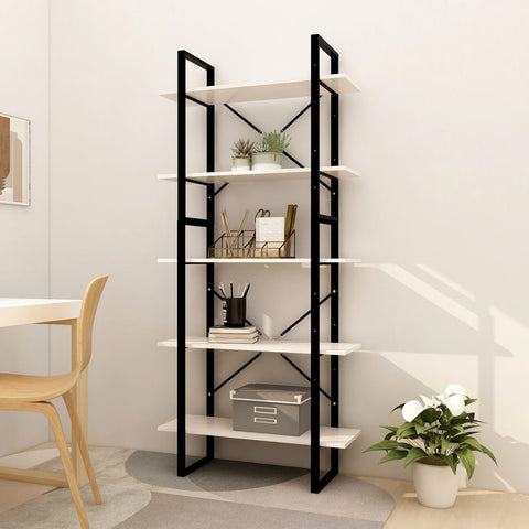 5-Tier Book Cabinet White 80x30x175 cm Pinewood 3081994
