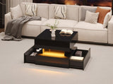 65 x 65 x 38.5 cm liftable living room table, side table, high-gloss coffee table with LED light N605P388044B
