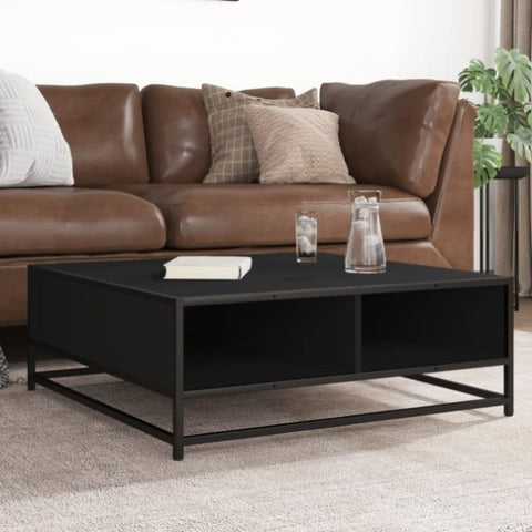 ZNTS Coffee Table Black 80x80x30 cm Engineered Wood and Metal 848769