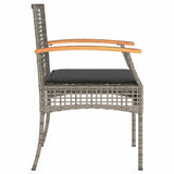 Garden Chairs with Cushions 2 pcs Grey Poly Rattan Acacia Wood 366248