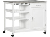 Compact Kitchen Trolley Utility Cart on Wheels with Wine Rack, Drawer, Open Shelf and Storage T3398P329550
