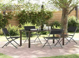 Garden Dining Set Folding 5 pcs Black Powder-Coated Steel 3379375