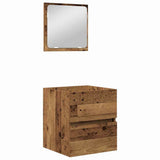Bathroom Furniture Set 2 pcs Old Wood and White Engineered Wood 3393510