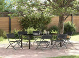 Garden Dining Set Folding 7 pcs Black Powder-Coated Steel 3379377