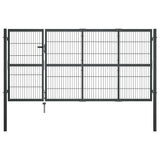 Garden Gate with Posts Steel 350x120 cm Anthracite 144400