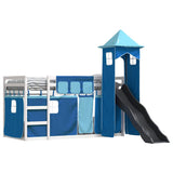 Bunk Bed without Mattress with Slide and Curtains Blue 90x190 cm Single 3284210