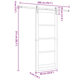 Sliding Door Natural and Black 86 x 211 cm Solid Pine Wood 3445412