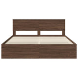 Bed Frame with Headboard Brown Oak 200 x 200 cm Engineered Wood 3408822