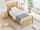 Wooden bed, 3ft single bed 90190cm, MDF with rattan paper, Sturdy bed slats, PineMDFPlywood, Wood N604P353107N