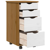 Rolling Cabinet with Drawers MOSS Honey Brown Solid Wood Pine 4015793