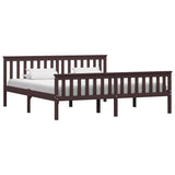 Bed Frame without Mattress Dark Brown Solid Pinewood 180x200 cm Super King 283237