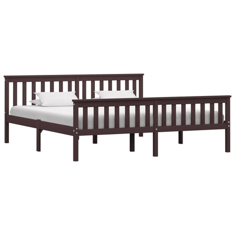 Bed Frame without Mattress Dark Brown Solid Pinewood 180x200 cm Super King 283237