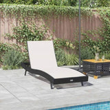 Sun Lounger Black and White 197 x 70 x 82 cm Poly Rattan 42009978