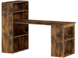 120cm Computer Desk, Wooden PC Laptop Table with 6-Tier Storage Bookshelves, Home Office Working T3398P378017