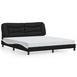 ZNTS Bed Frame with LED without Mattress Black and White 180x200 cm Super King 3213953