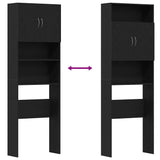 Washing Machine Cabinet Black Oak 64x24x190 cm Engineered Wood 859128