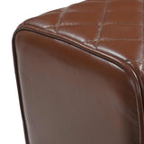 Bench 110 x 30 x 45 cm Real Leather Brown Diamond 42042113