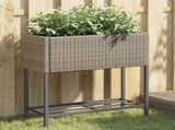 Garden Planters with Shelf 2 pcs Grey 70x28x70 cm Poly Rattan 3210512