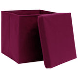 Storage Boxes with Lids 10 pcs Dark Red 32x32x32 cm Fabric 288344