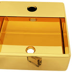 Wash Basin with Faucet Hole 38x30x11.5 cm Ceramic Gold 143488