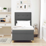 Box Spring Bed with Headboard Dark grey 100 x 200 cm Fabric 3339596