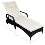 Sun Lounger with Wheels Poly Rattan Black 42482