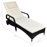 Sun Lounger with Wheels Poly Rattan Black 42482