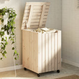 Laundry Basket with Wheels RANA 45x45x64 cm Solid Wood Pine 4002333