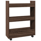 Narrow Storage Trolley 3 Tier Brown Oak Engineered Wood 855256