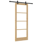 Sliding Door Natural 83 x 211 cm Solid Pine Wood and Glass 3332279