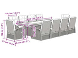 11 Piece Garden Dining Set with Cushions Black Poly Rattan 3277655