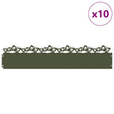 Lawn Edgings 10 pcs Olive Green 103 x 0.05 x 22 cm Steel 874816