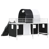 Kids'Loft Bed Frame White and Black 107 x 200 cm Metal 42020856
