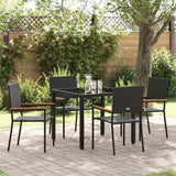 Garden Dining Set 5 pcs Black Poly Rattan 3365387
